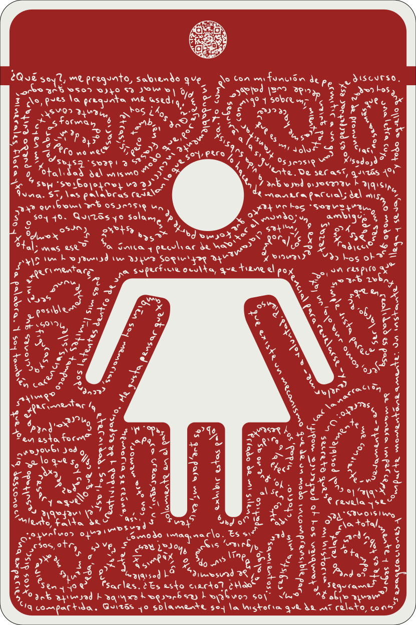 TRY DEFINIRME - Letrero de señalética para baños - Literatura Expandida - Arte
