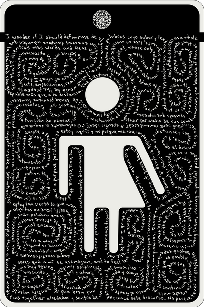 TRY DEFINIRME - Letrero de señalética para baños - Literatura Expandida - Arte